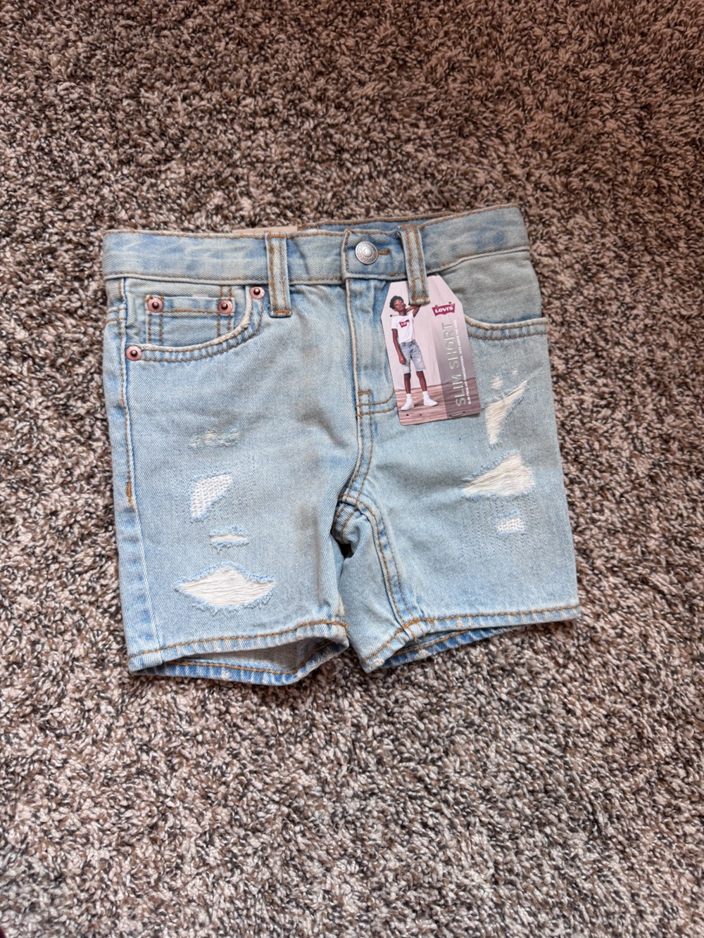 Levi's Light Blue Distressed Toddler Denim Shorts 2T